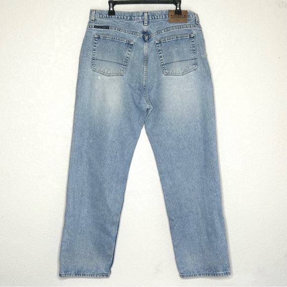 Men Vintage Nautica 36x32 Easy Fit Distressed Blue Jeans - Picture 3 of 16